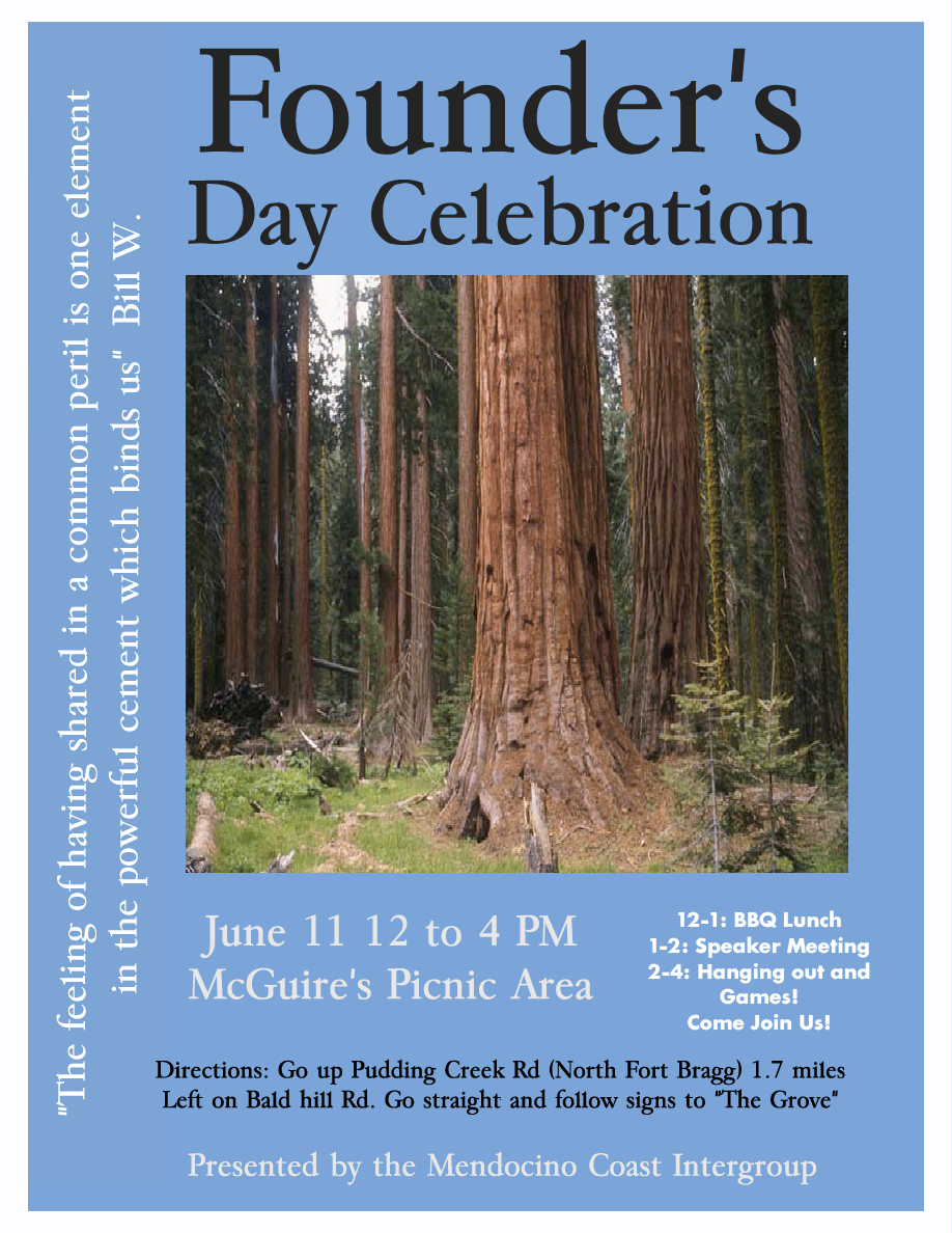 Founders Day Celebration Mendocino Coast Alcoholics Anonymous